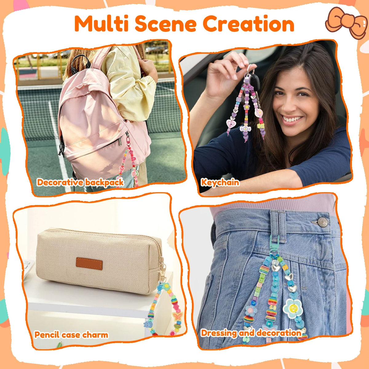 DIY Bead Keychain Making Kit – Colorful Beads & Charms