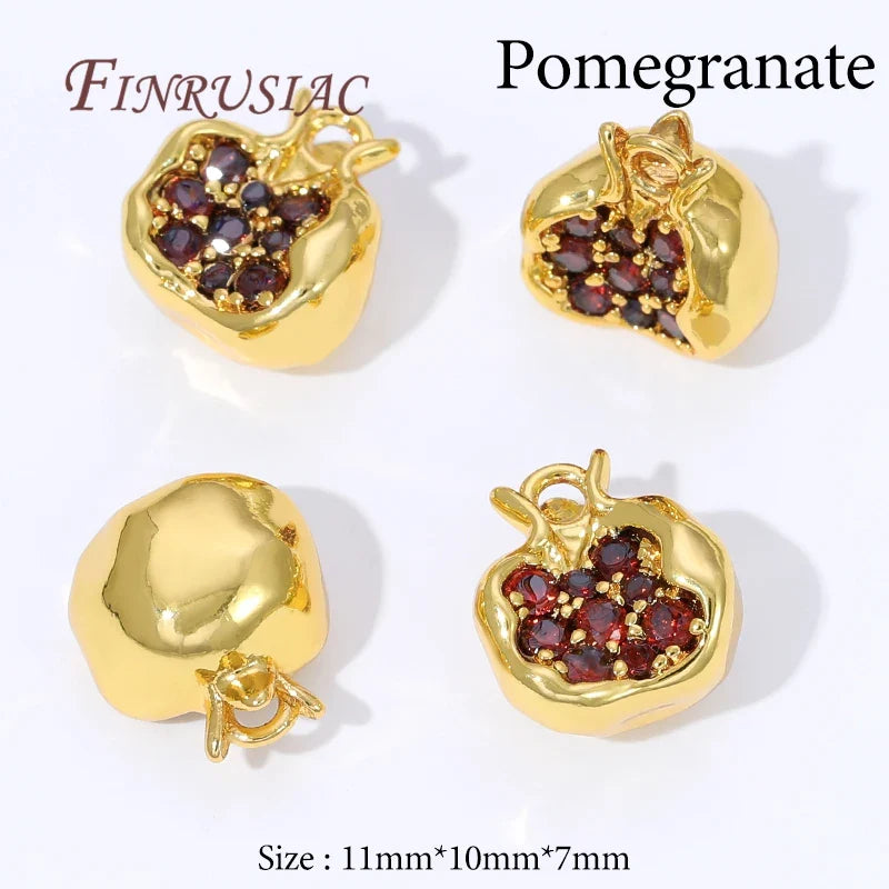 18K Gold Plated Mango & Strawberry Fruit Charms for DIY Jewelry
