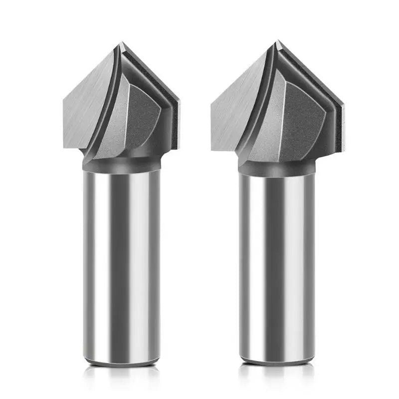 90° V-Groove Router Bit 1/4" & 1/2" Shank – Wood & ACP