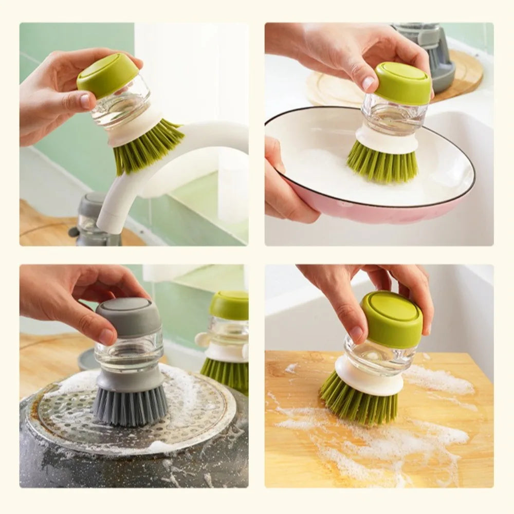 Soap Dispensing Dish Brush – Kitchen Pot Scrubber
