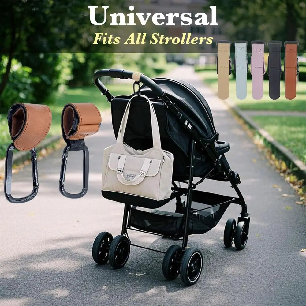 Universal Adjustable Stroller Hook | Brown Carabiner Clip