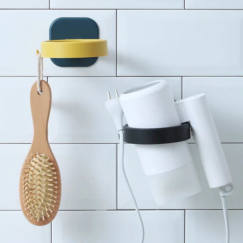 Wall-Mounted Hair Dryer Holder & Bathroom Beauty Organizer