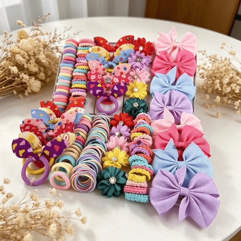 73PCS Girls Hair Accessories Set – Clips, Ties & Barrettes