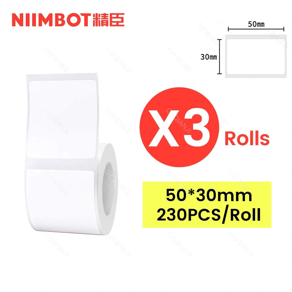 NiiMbot Thermal Label Rolls – Round White Waterproof Stickers