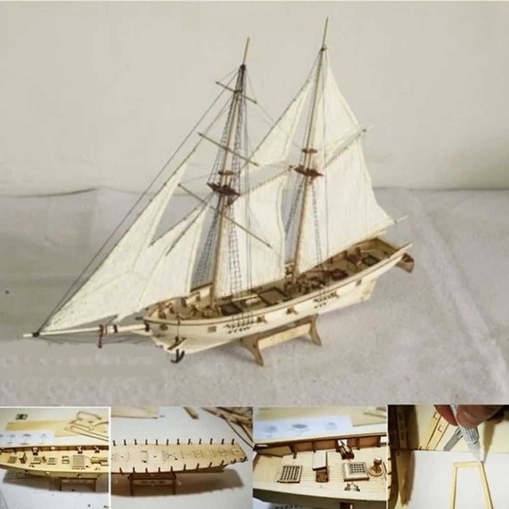 DIY Wooden Sailboat Model Kit – Handcrafted Puzzle Decoration