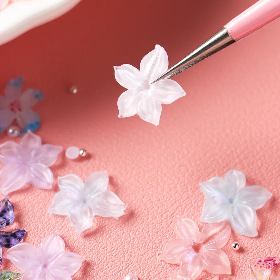 Resin Flower Nail Charms Camellia Sakura Pearl – 30/50pc Set