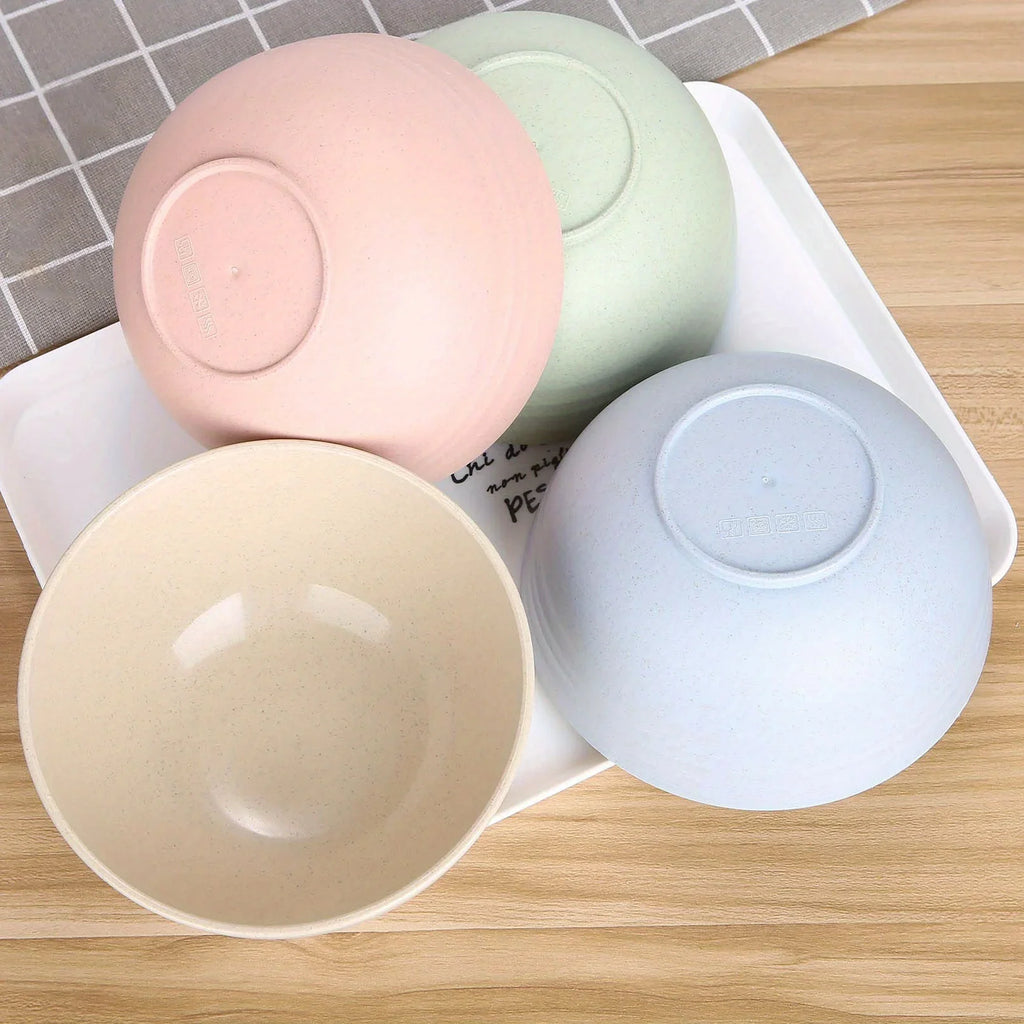 4-Piece Plastic Grain Bowl Set 24oz – Microwave & Dishwasher Safe