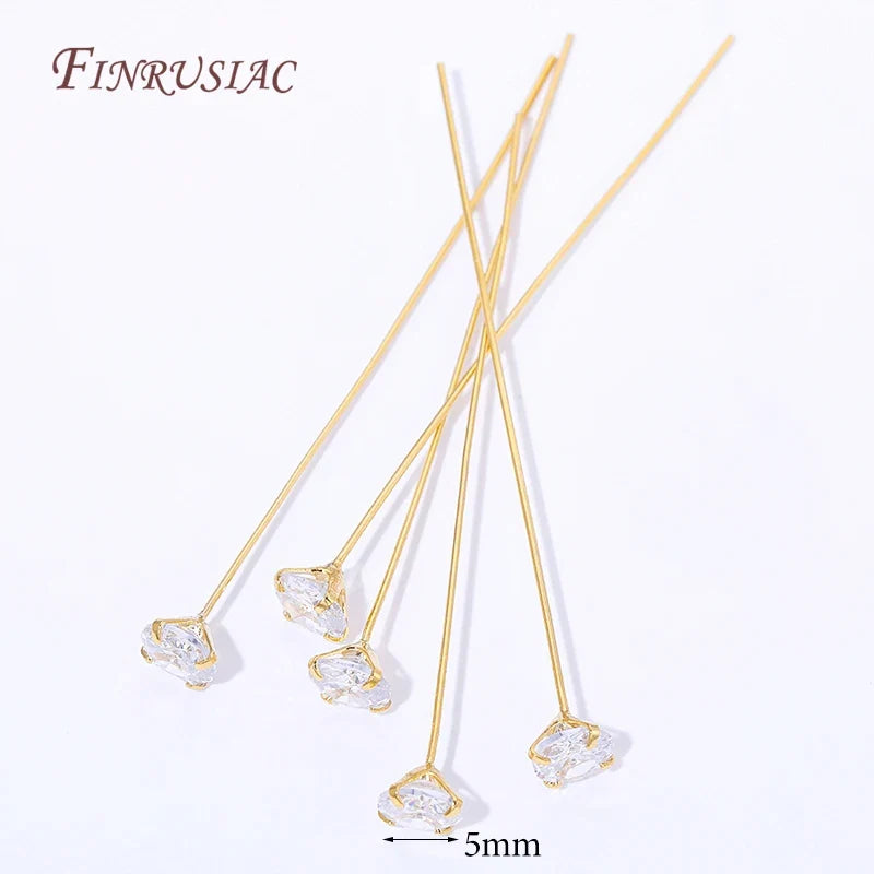 18K Gold Plated CZ Head Pins 3/4/5mm – DIY Jewelry Making