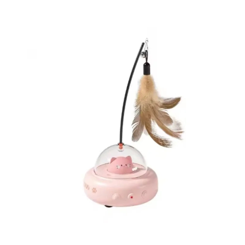 USB Rechargeable Rotating Feather Cat Toy | Interactive Auto
