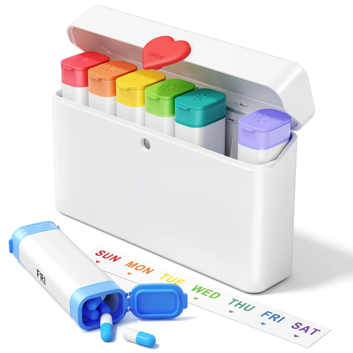Weekly AM PM Pill Organizer – 7-Day Large Travel Pill Case