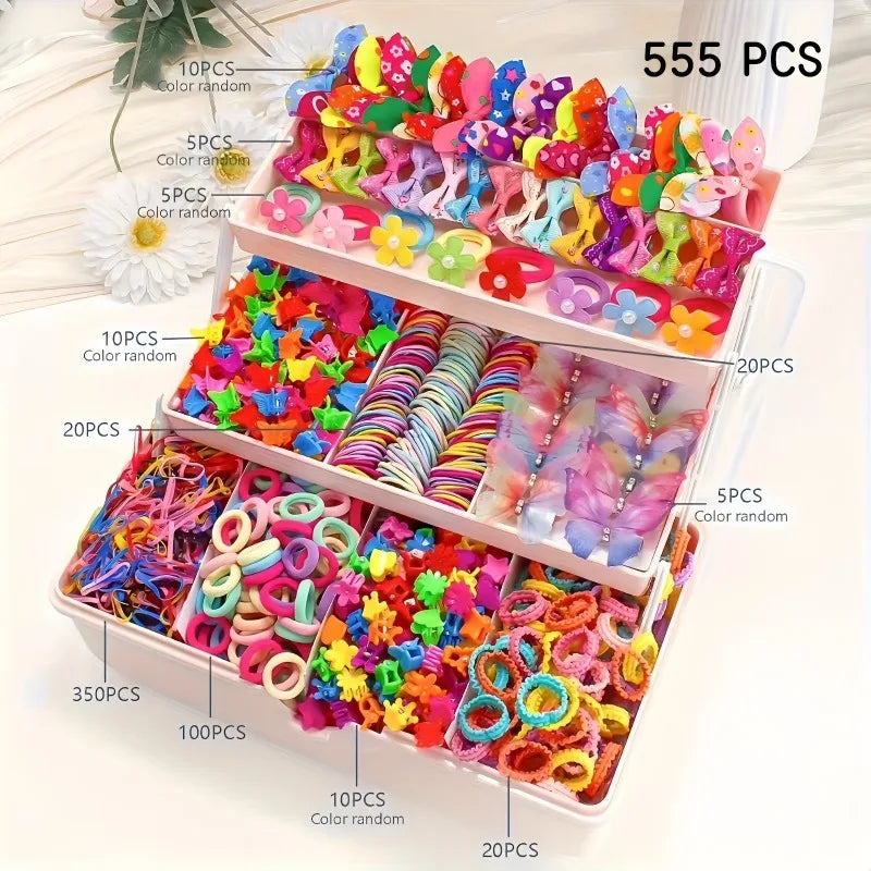 Girls Hair Accessories Set – Butterfly Clips, Ties & Bands
