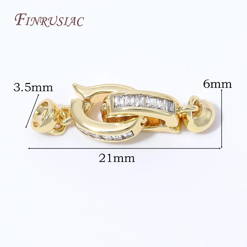 18K Gold Plated Twisted Rope Crystal Rhinestone Jewelry Clasp
