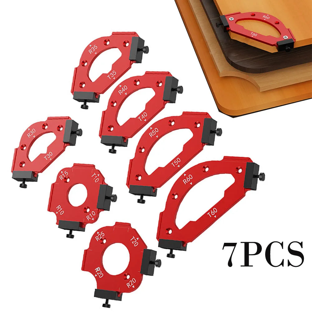 7-Piece Corner Routing Jig Radius Template Set R10–R60