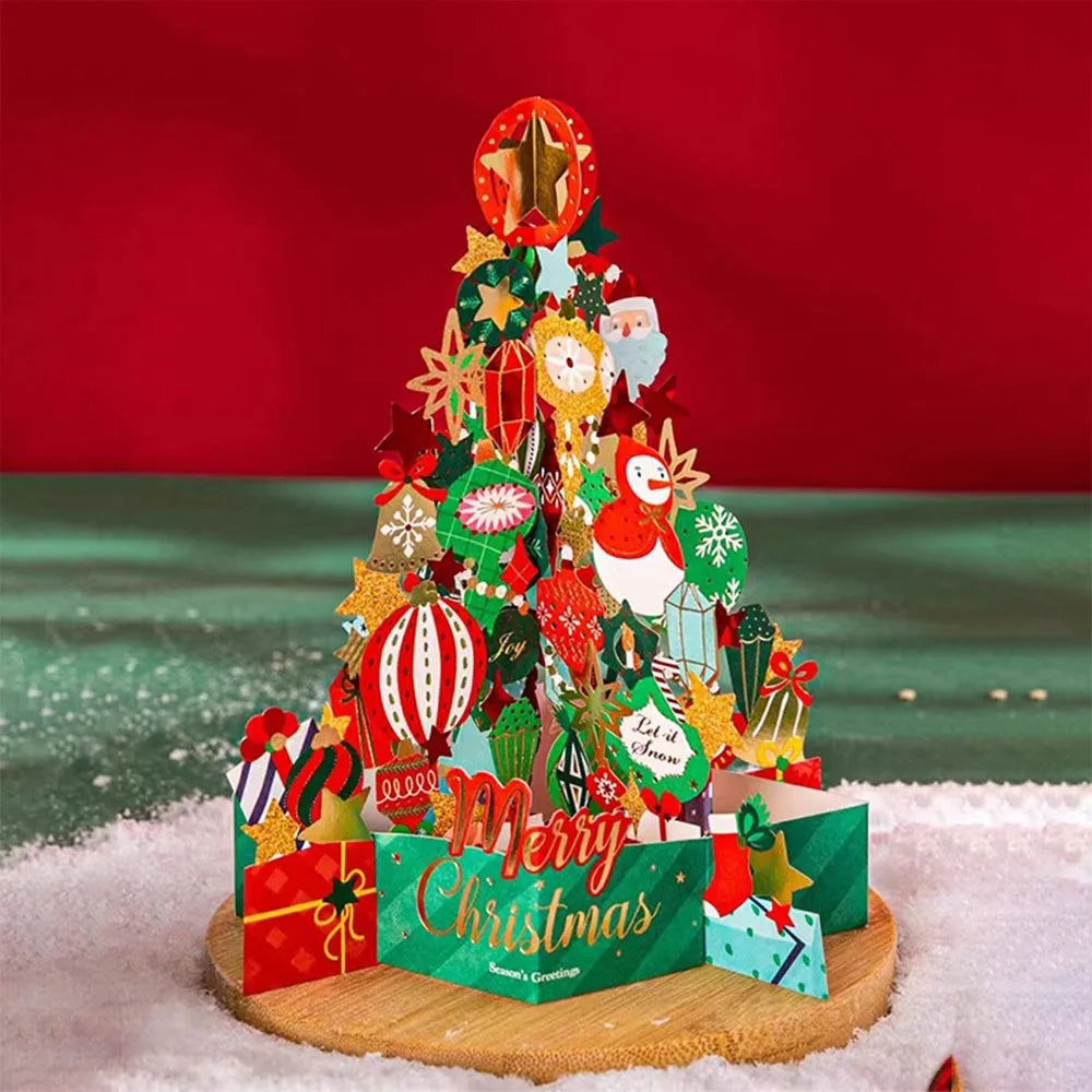 3D Pop-Up Christmas Greeting Card with Envelope – Gold Craft