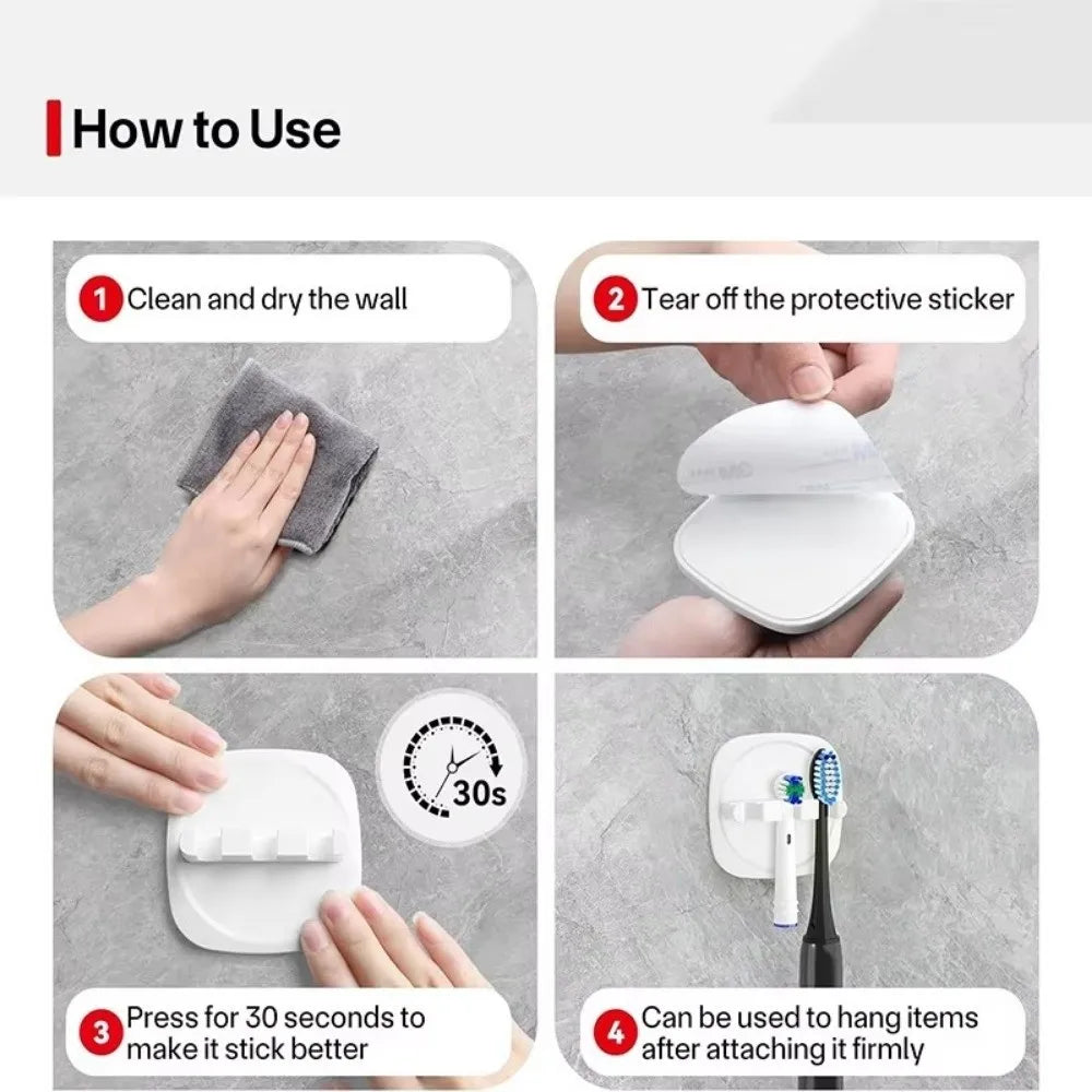 Wall Mounted Electric Toothbrush Head Holder | Self-Adhesive