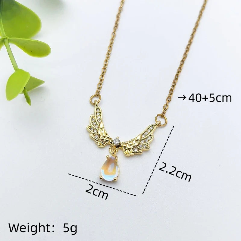 Women's Stainless Steel Clavicle Pendant Necklace | CZ Gem