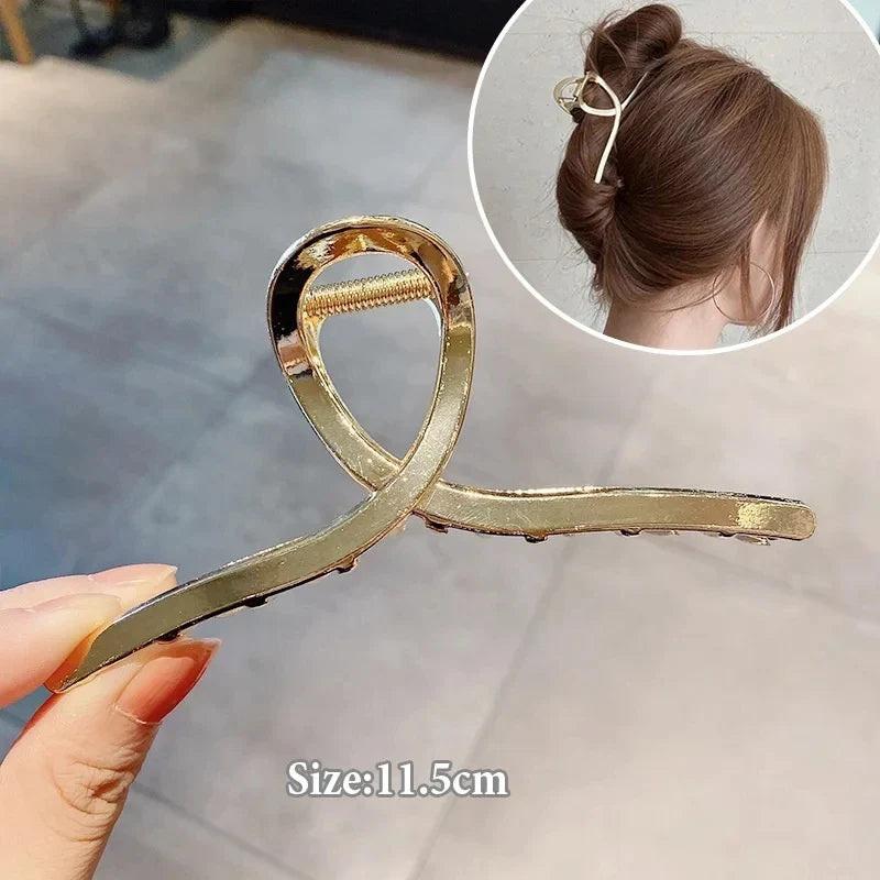 Metal Geometric Hair Claw Clips – Gold & Silver for Women