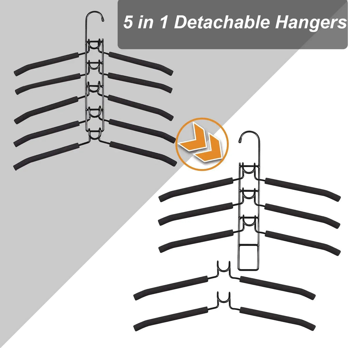 5-Pack Multi-Layer Closet Hangers with Detachable Hooks