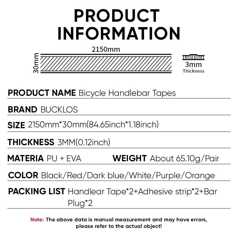BUCKLOS Road Bike Handlebar Tape Non-Slip PU EVA Bar Wrap