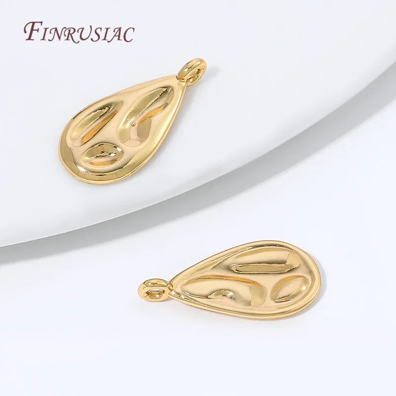 18K Gold Plated Teardrop Charms | Brass Water Drop Pendants