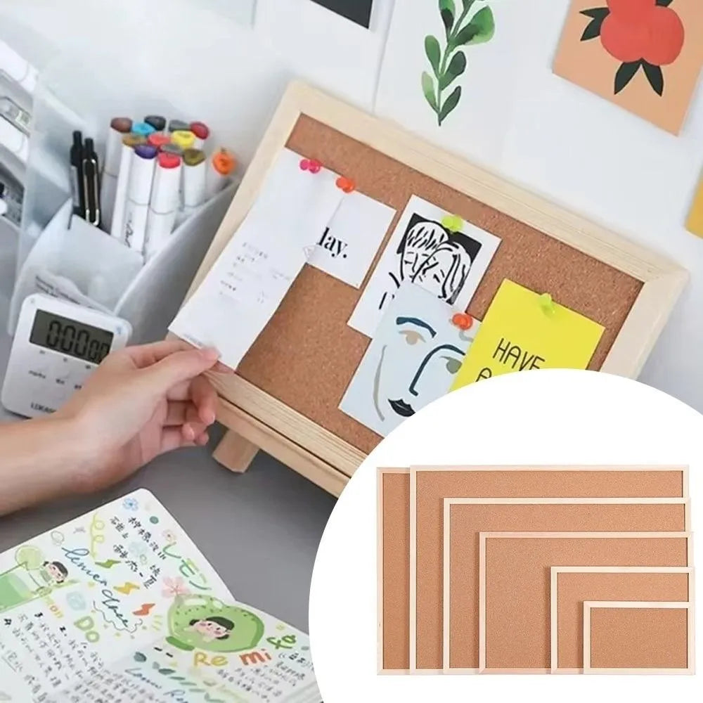 Wooden Frame Cork Bulletin Board – Hanging Memo Display Board