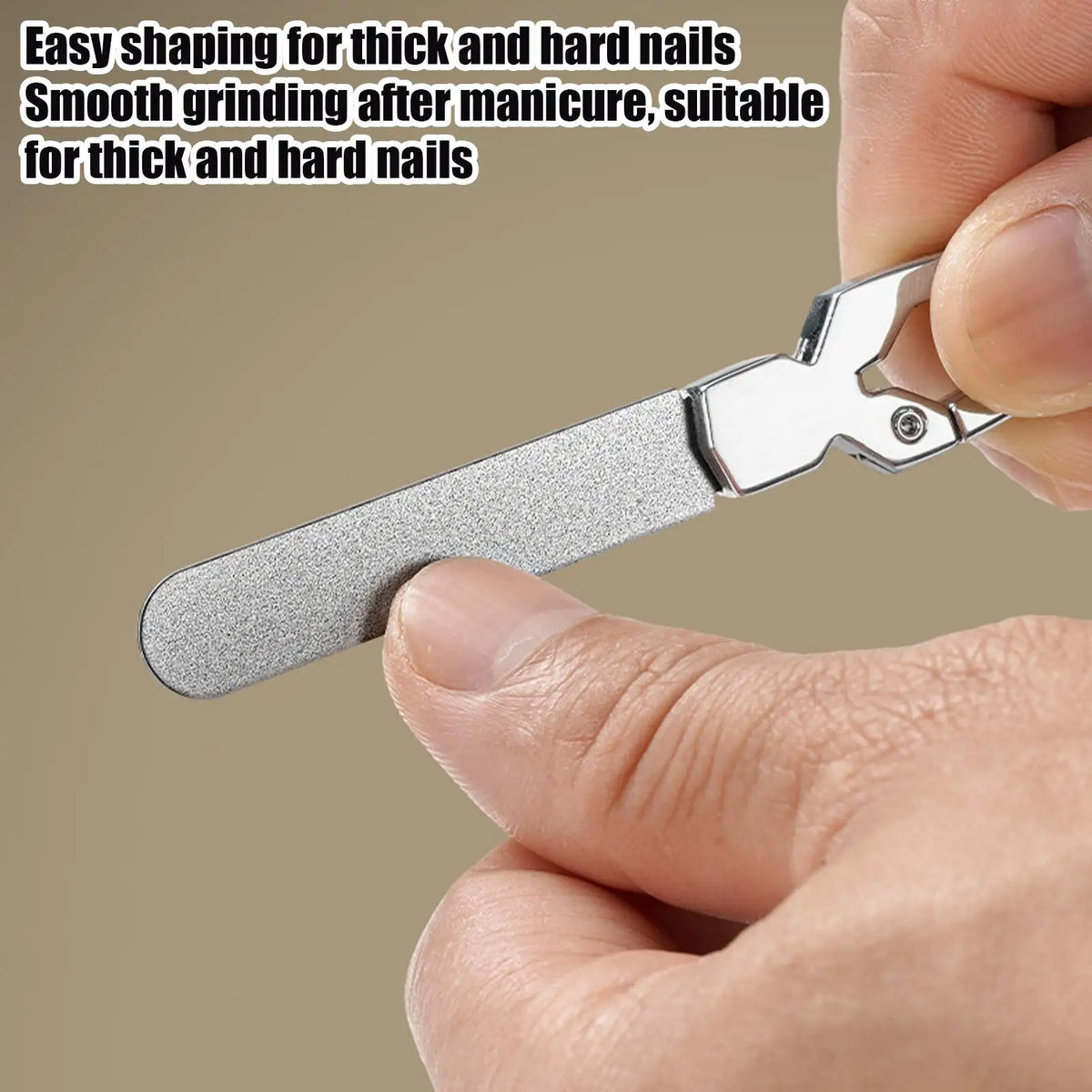Stainless Steel Double-Sided Metal Nail File with Keychain