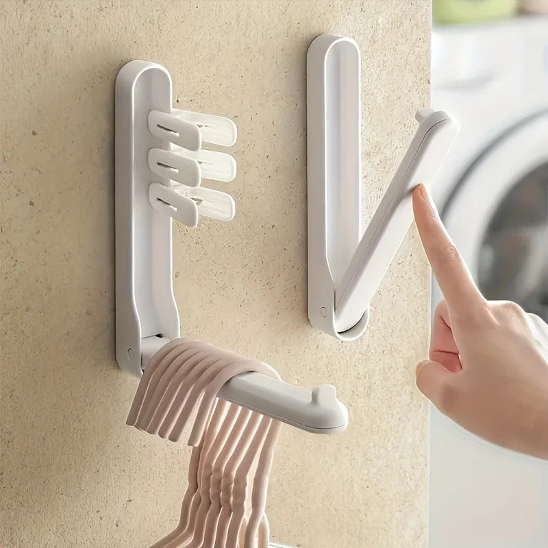 Foldable Clothes Hanger Organizer with Hooks | Space-Saving Rack