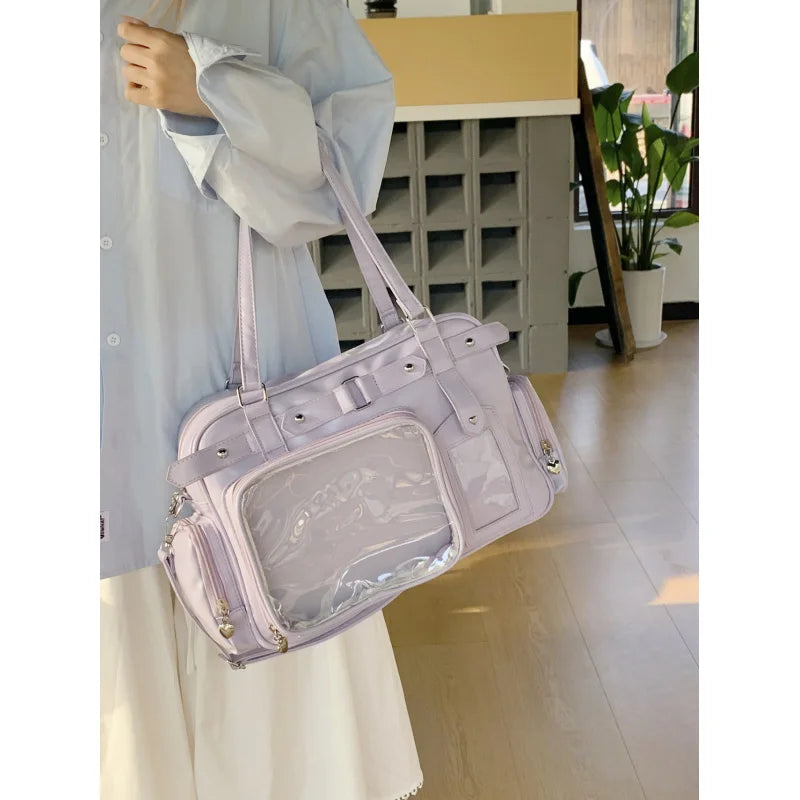 Nixie 2D Anime Purple Boston Bag – Large Shoulder & Crossbody