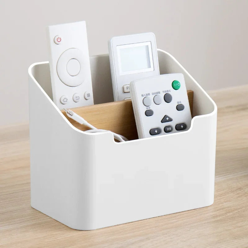 Plastic Desktop Storage Box – Remote & Cosmetics Organizer
