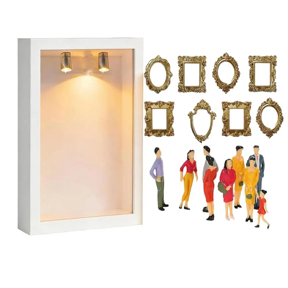 Wooden Miniature Museum Frame with Figurines | DIY Home Decor