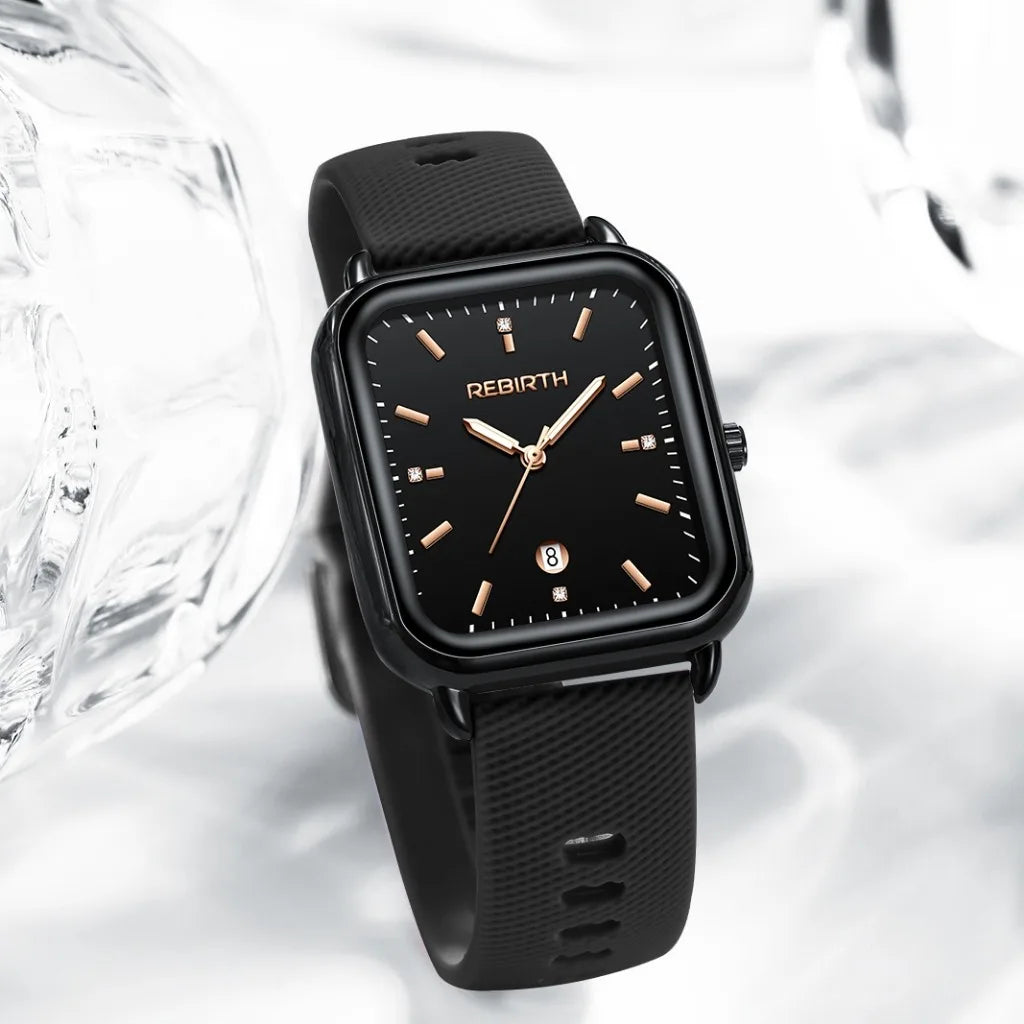 REBIRTH Women's Macaron Quartz Watch | Silicone Strap Calendar