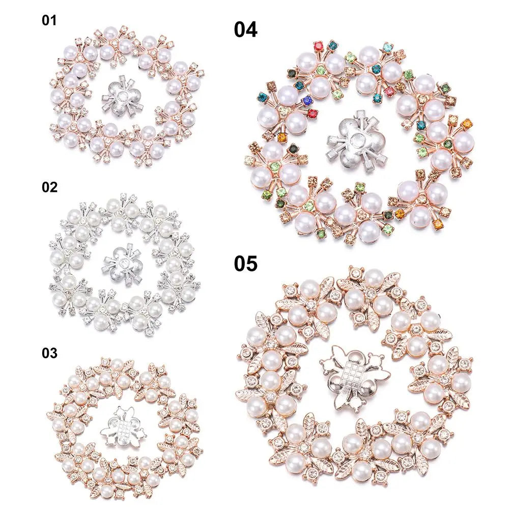 10PCS Pearl Flower Rhinestone Buttons – DIY Sewing Embellishments
