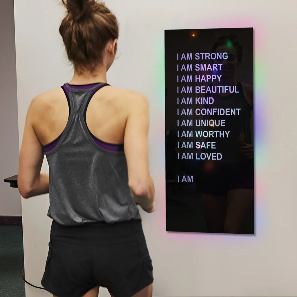 Affirmations Mirror with Colorful LED String Lights | Acrylic