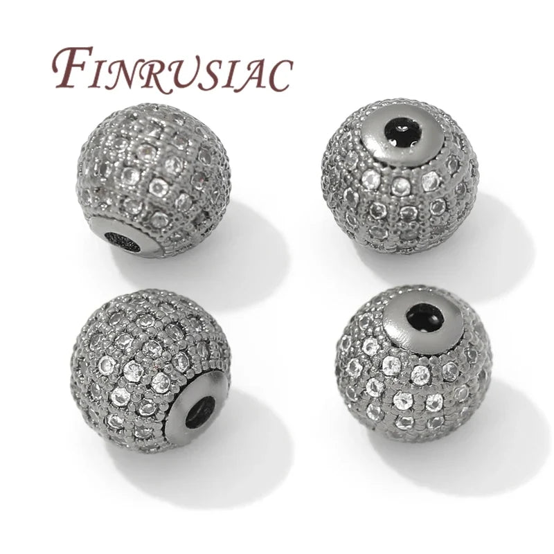 18K Gold Plated Zircon Spacer Beads 6mm 8mm 10mm | DIY Jewelry
