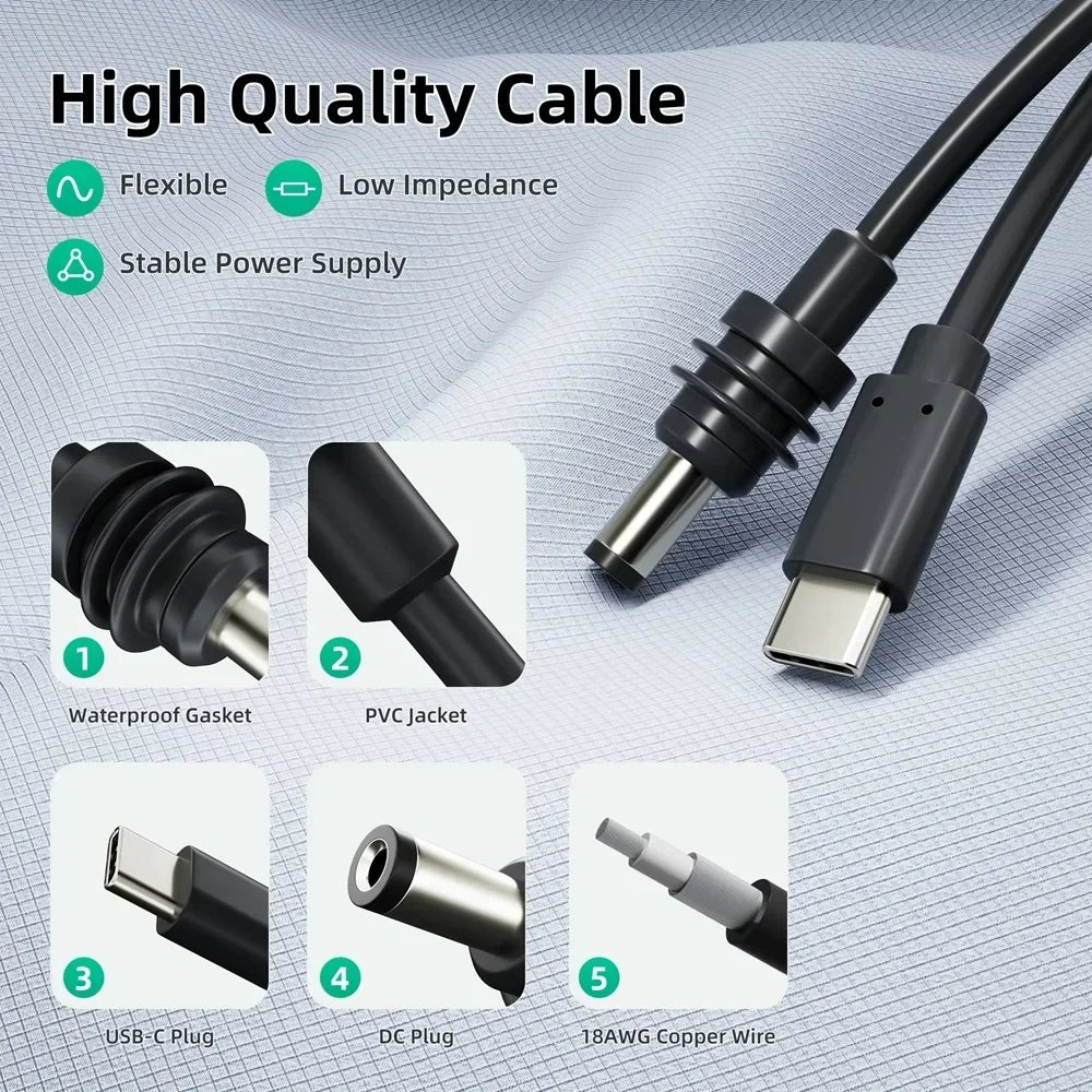 Starlink Mini 2M USB-C DC Power Replacement Cable – Waterproof