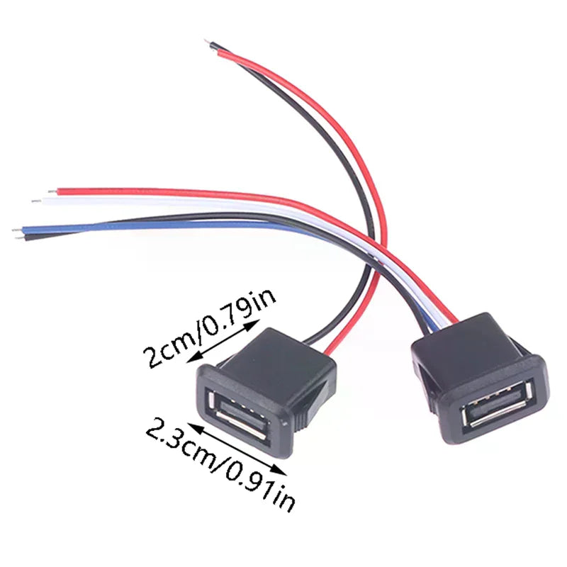 USB 2.0 Female Charging Port Connector with Cable Socket