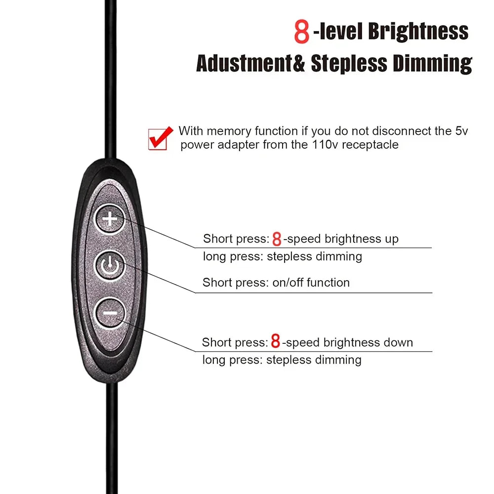 3-Key USB LED Dimmer Switch – 5V 2A, 8 Brightness Levels