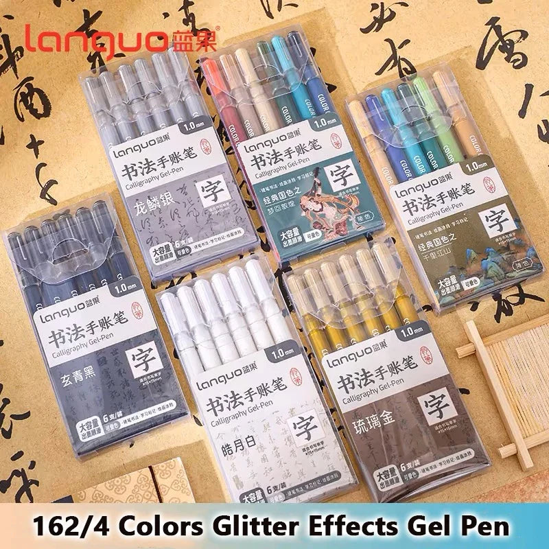 Glitter Gel Pen Set 162 Colors – 0.5mm & 1.0mm Art Pens