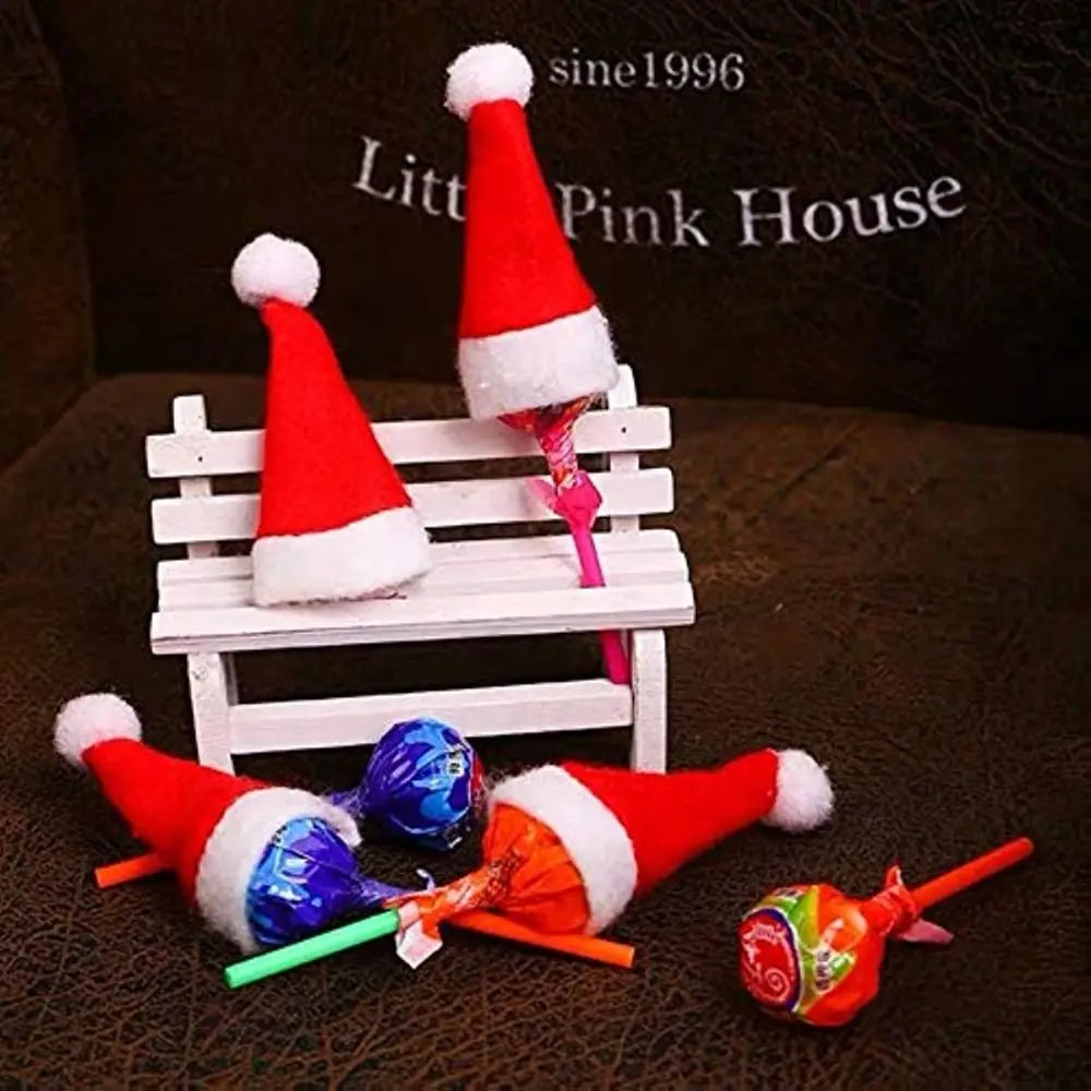 Mini Christmas Santa Hat Toppers for Bottles, Cups & Cutlery