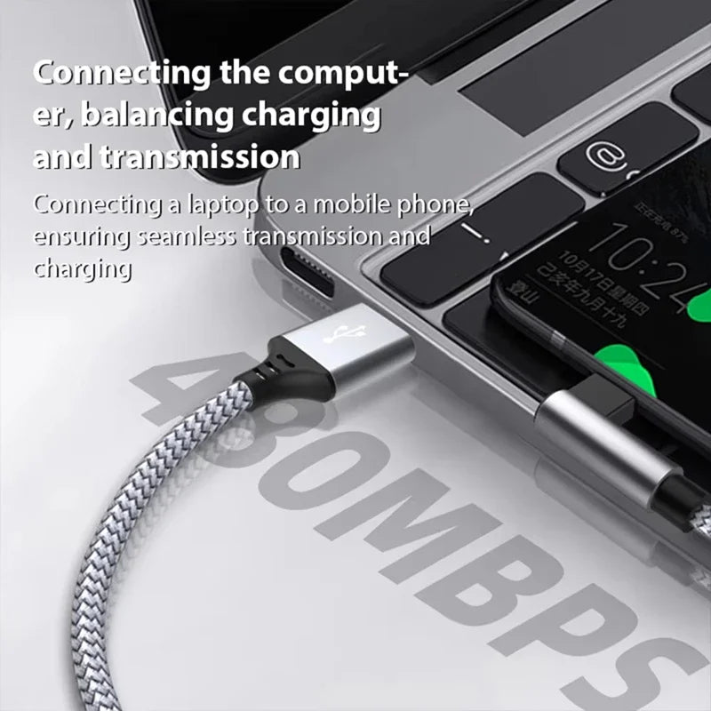 6A Right-Angle USB-C Fast Charge Cable | 1m–8m Braided