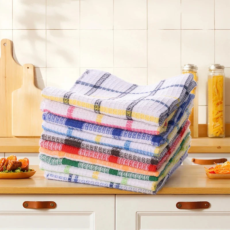 Plaid Kitchen Towels – Absorbent Double-Sided Dish Cloths