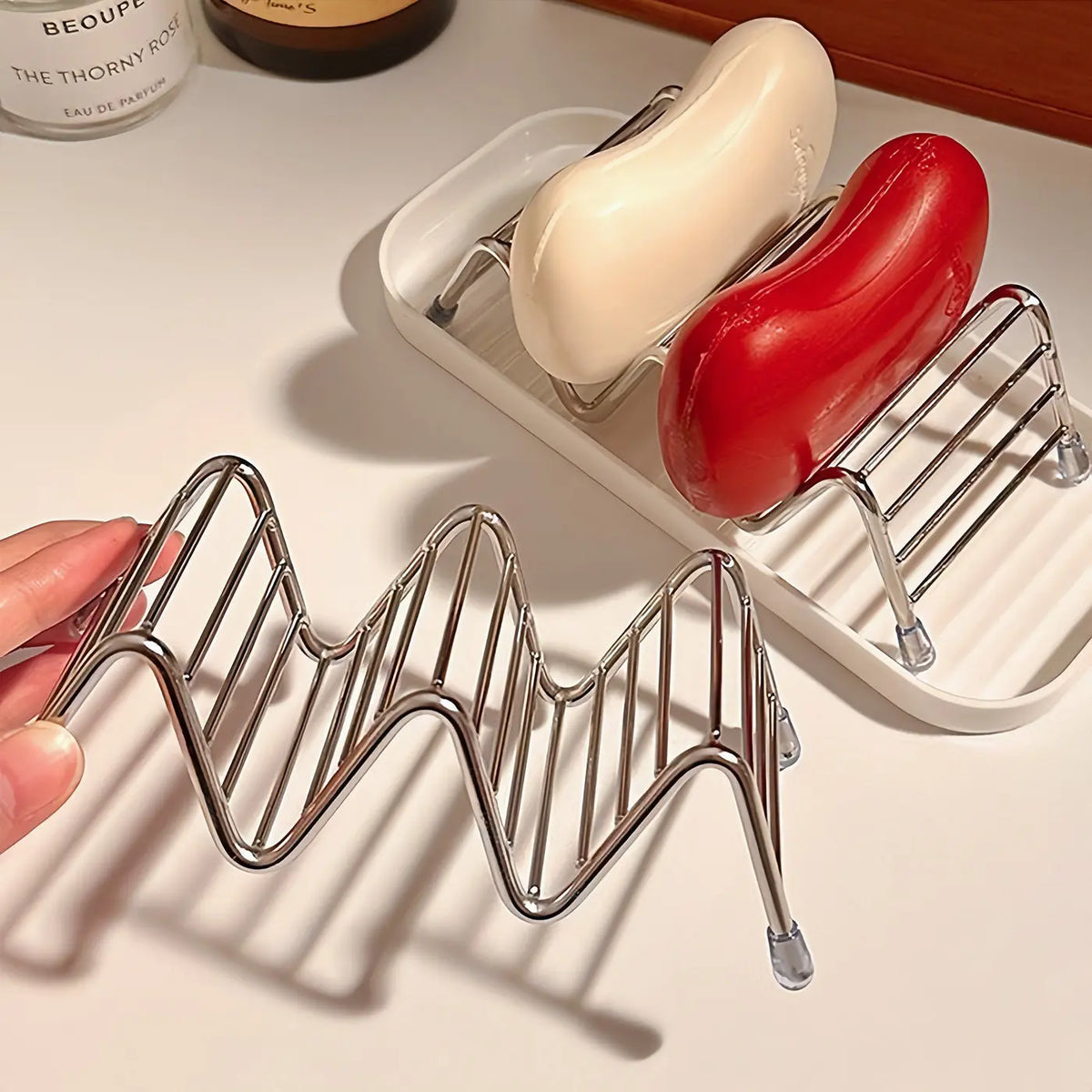 Wave Soap Tray – No-Drill Bathroom Shelf Storage Rack