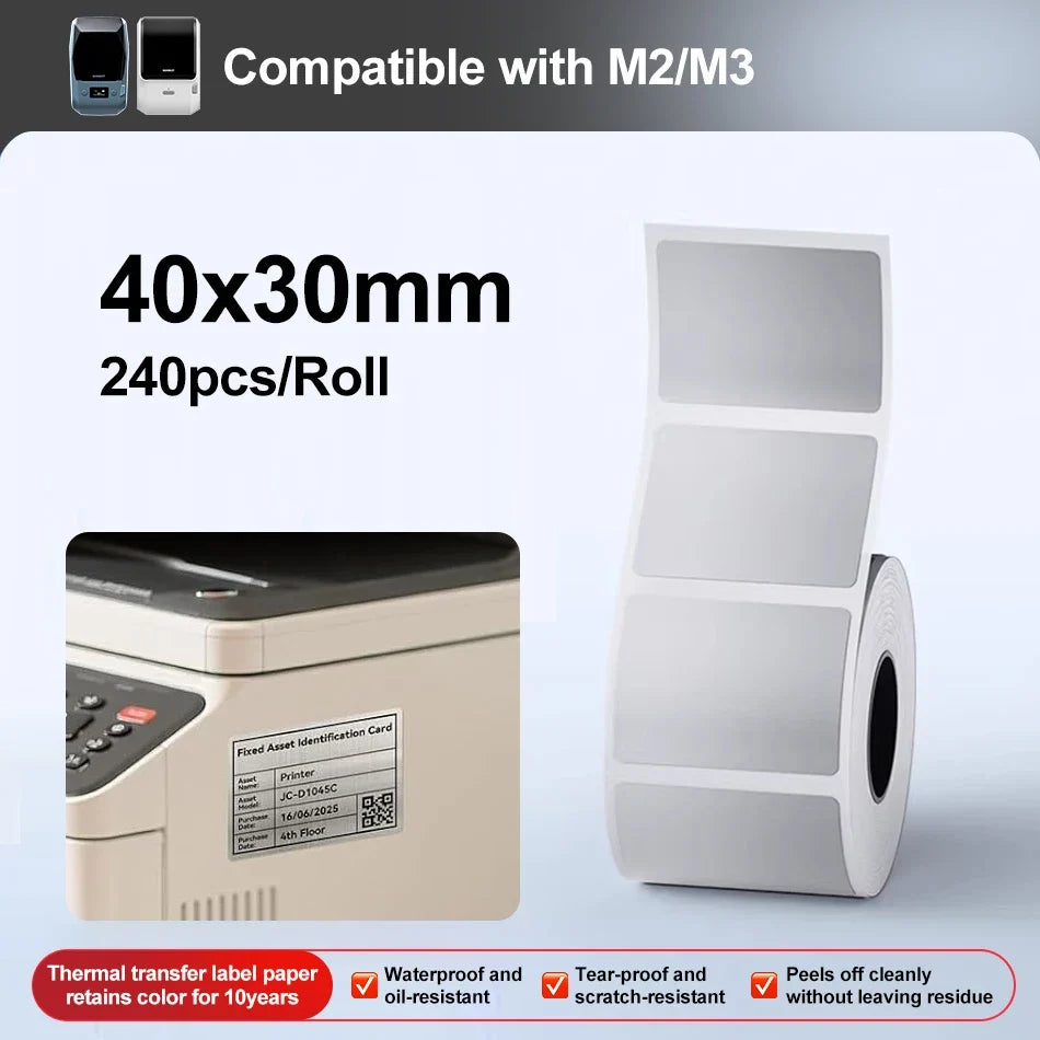 Niimbot M2/M3 Silver Thermal Transfer Label Stickers – Round & Square