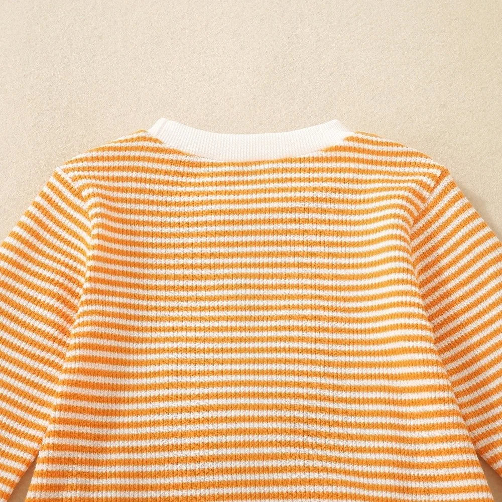 Pumpkin Embroidery Baby Bodysuit – Long Sleeve Infant Romper
