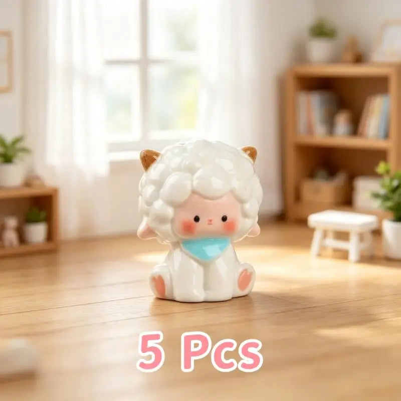 Miniature Sheep Lamb Resin Figurines Fairy Garden Ornaments 5/6Pcs