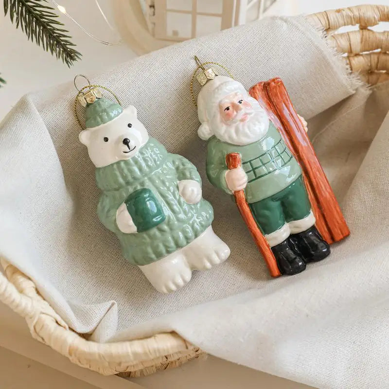 Christmas Hanging Ornaments – Santa, Bear & Car Tree Pendants