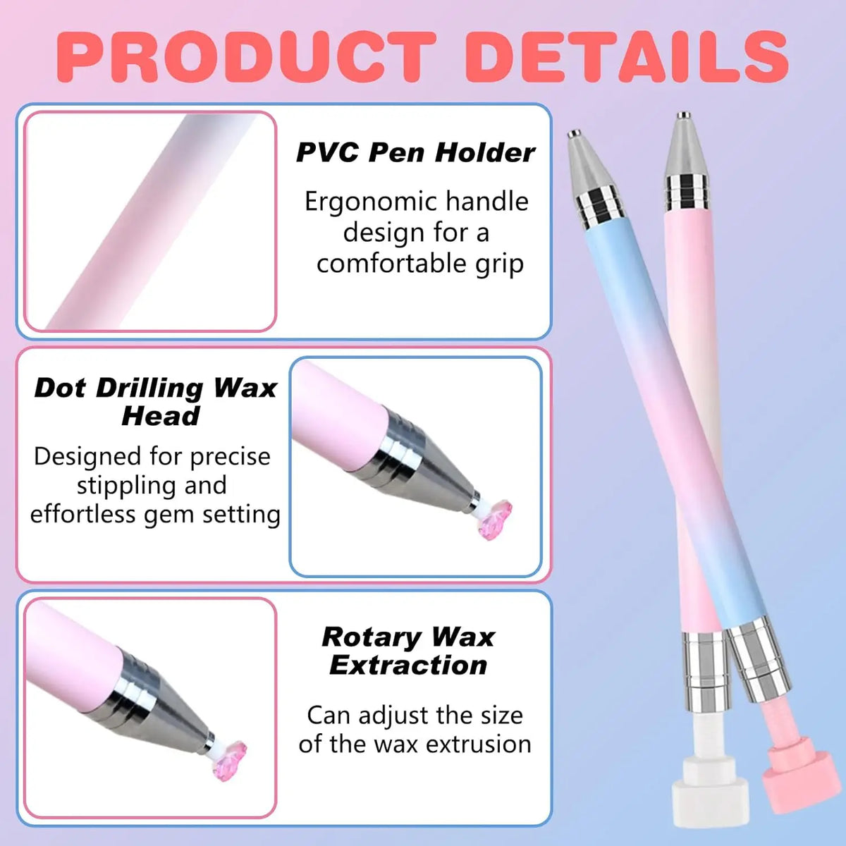 2PCS Refillable Wax Pen for Diamond Painting + Wax Pads