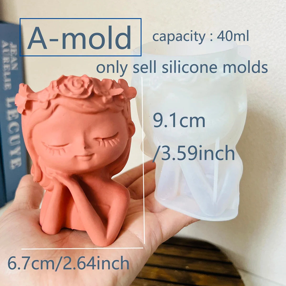 Sleeping Girl Silicone Mold – DIY Resin Concrete Vase Planter