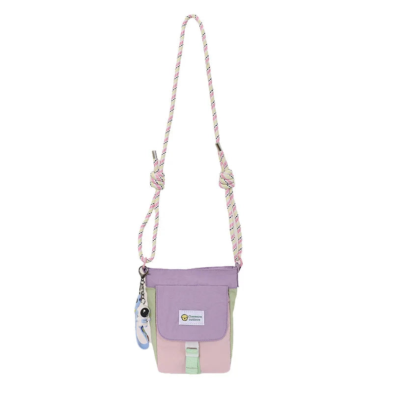 Korean Mini Crossbody Phone Bag – Color Block Shoulder Bag