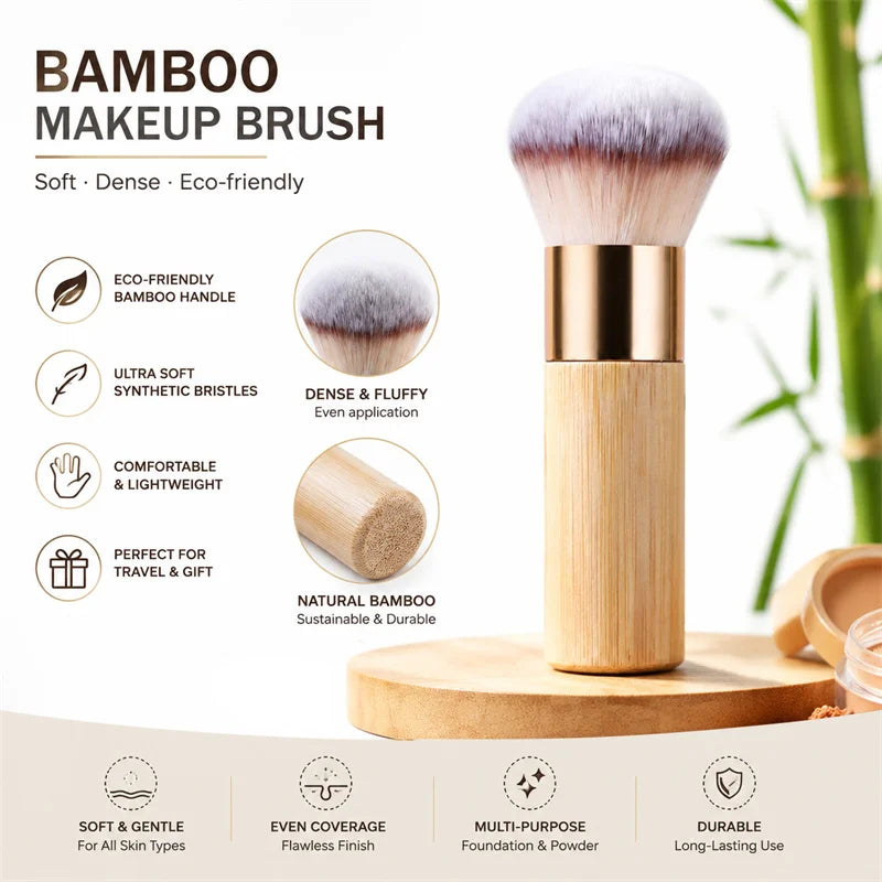 Flat Makeup Brush – Bamboo Handle & Soft Synthetic Bristles